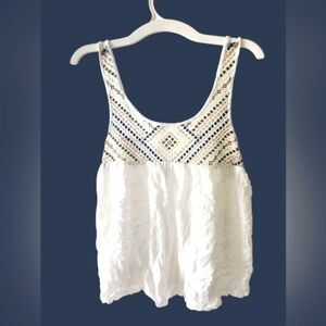 Aeropostale Tank Top Blouse Ivory/Embroidered
